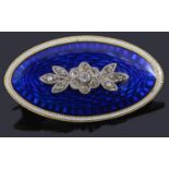 A small Georgian rose diamond set enamel mourning brooch