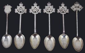 Five early 20th c Chinese silver Royal Hong Kong Regiment teaspoons