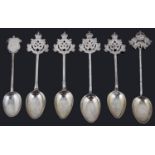 Five early 20th c Chinese silver Royal Hong Kong Regiment teaspoons