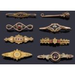 A collection of mainly Victorian pin brooches