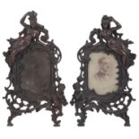 A pair of late Victorian patinated spelter photograph frames