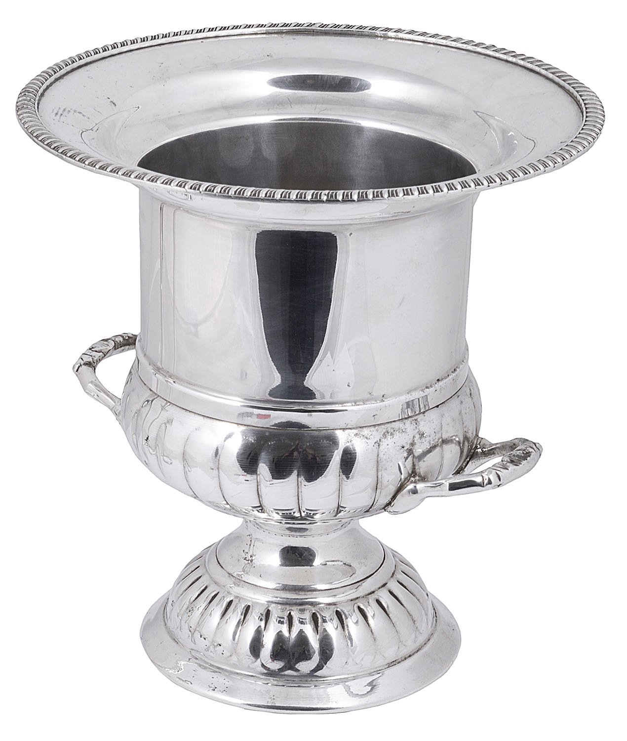 Silver on copper twin handled wine cooler; with a French Modernist design silver plated candelabrum - Image 3 of 3