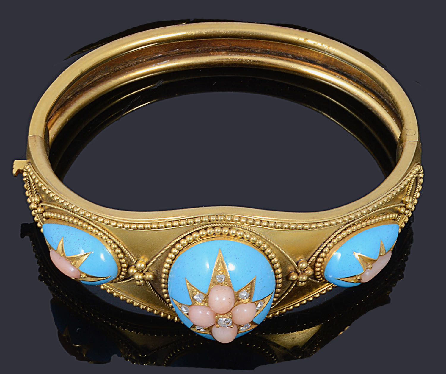 An exquisite mid-Victorian gold, diamond, coral and blue enamel suite, circa 1860s - Image 7 of 7