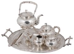 An impressive early 20th c. Chinese export silver seven piece silver tea service