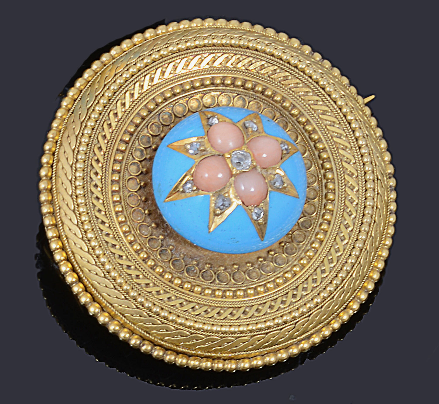 An exquisite mid-Victorian gold, diamond, coral and blue enamel suite, circa 1860s - Image 4 of 7