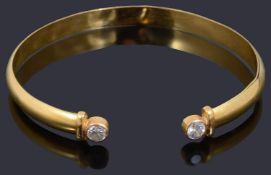 A Indian high carat gold cubic zirconia open bangle