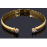 A Indian high carat gold cubic zirconia open bangle