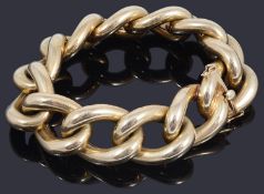 A gold oversized hollow curb link bracelet