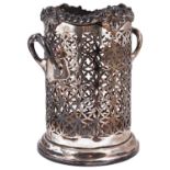 An Edward VII twin handled silver wine bottle or syphon stand