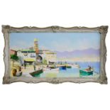 Cecil D'Oyly John (Brit. 1906 -1993), 'St. Tropez, Fr. Riviera', oil on canvas, signed