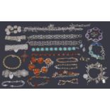 A large collection of silver, gemstone and amber jewellery
