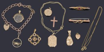 A collection of gold jewellery