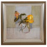 David Mcleod Martin RSW RGI (Scot. b.1922) Study of yellow roses in a vase', oil board, signed