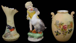 A first edition Royal Worcester figure, 'Goosie Goosie Gander'; others