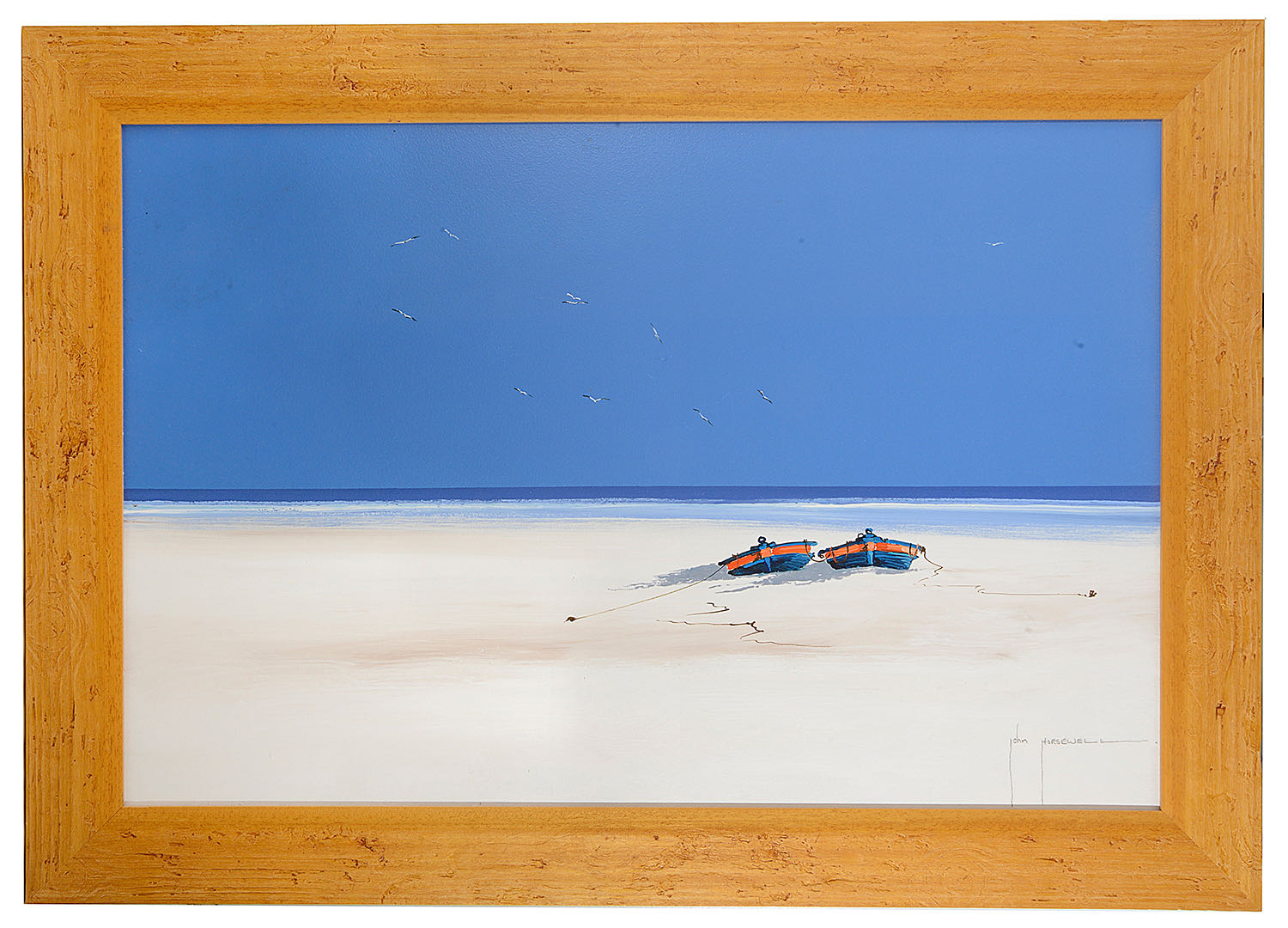 John Horsewell (Brit. b.1956) 'Deserted beach', oil on canvas, signed bottom right, framed