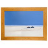 John Horsewell (Brit. b.1956) 'Deserted beach', oil on canvas, signed bottom right, framed