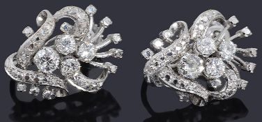 A pair of attractive Chinese diamond spray earrings