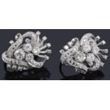 A pair of attractive Chinese diamond spray earrings