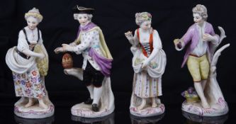 A set of four 19th c. Meissen style allegorical porcelain figures of the seasons