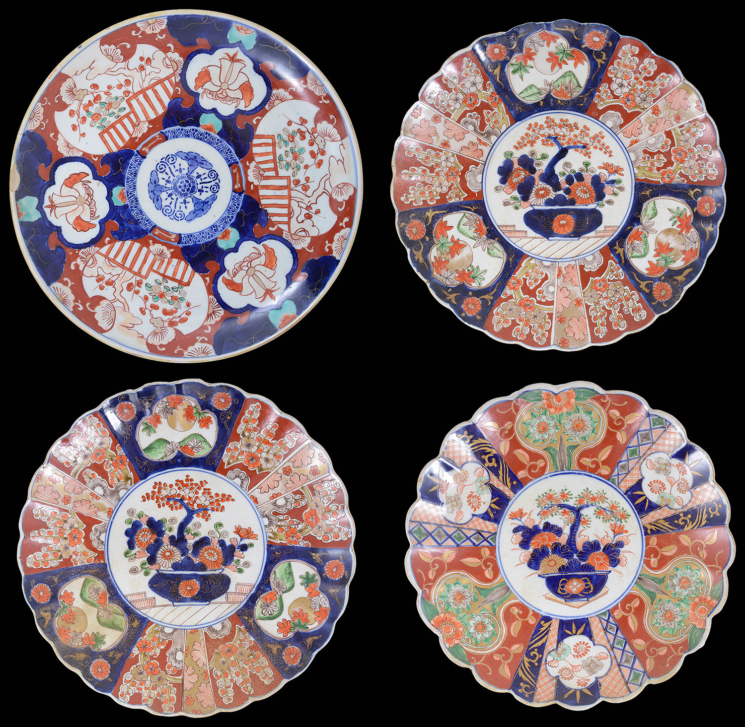 A pair of late 19th century Japanese Imari chargers and two others