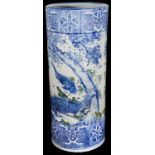 A Japanese blue and white Arita porcelain umbrella stand c.1900