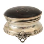An Edwardian silver mounted tortoiseshell and pique work jewellery box