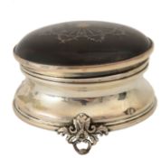 An Edwardian silver mounted tortoiseshell and pique work jewellery box