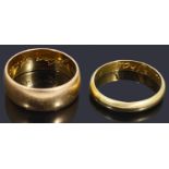 A 22ct gold wedding ring and another gold wedding ring
