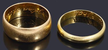 A 22ct gold wedding ring and another gold wedding ring