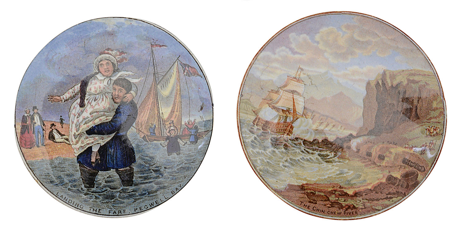 A large collection of 19th century Prattware and other pot lids - Image 4 of 8