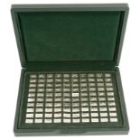 A cased set of '100 Greatest Cars' 925/1000 silver miniature ingots by John Pinches ltd