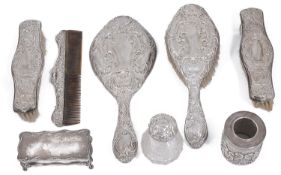 Selection of late Victorian and Edwardian dressing table silver