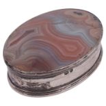 A George IV silver mounted agate snuff box