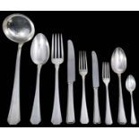 An extensive Italian .800 silver Art Deco design twelve setting canteen on flatware