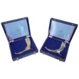 A pair of Elizabeth II silver commemorative ryhtons or drinking horns