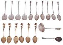 A set of six Victorian silver seal end top coffee spoons and other spoons