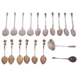 A set of six Victorian silver seal end top coffee spoons and other spoons