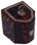 An Edwardian silver mounted tortoiseshell tea caddy