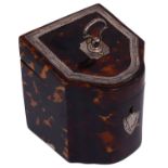 An Edwardian silver mounted tortoiseshell tea caddy