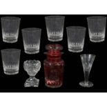 A set of six 19th c. cut crystal tumblers and other 19th c. glass