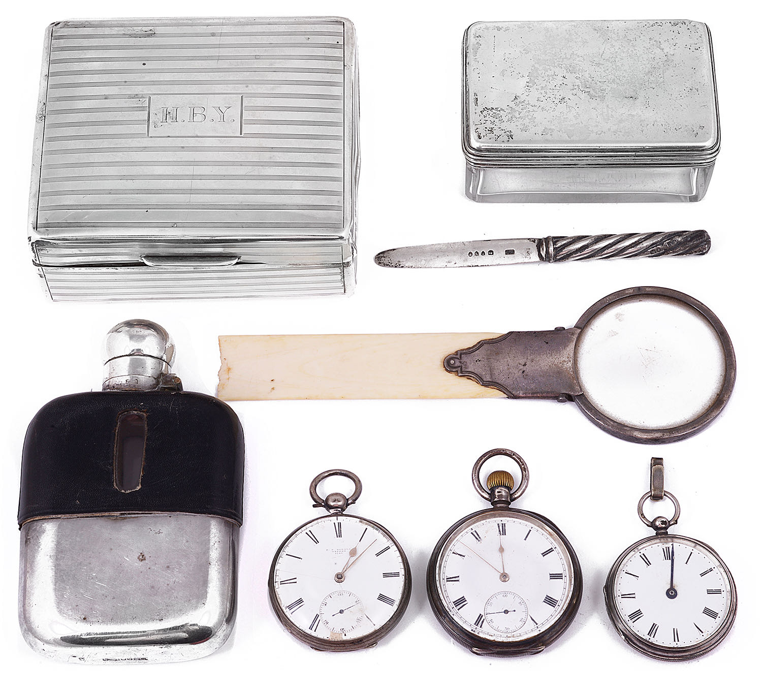 A mixed lot of mostly 19th c. silver and plated items to include pocket watches