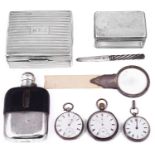 A mixed lot of mostly 19th c. silver and plated items to include pocket watches