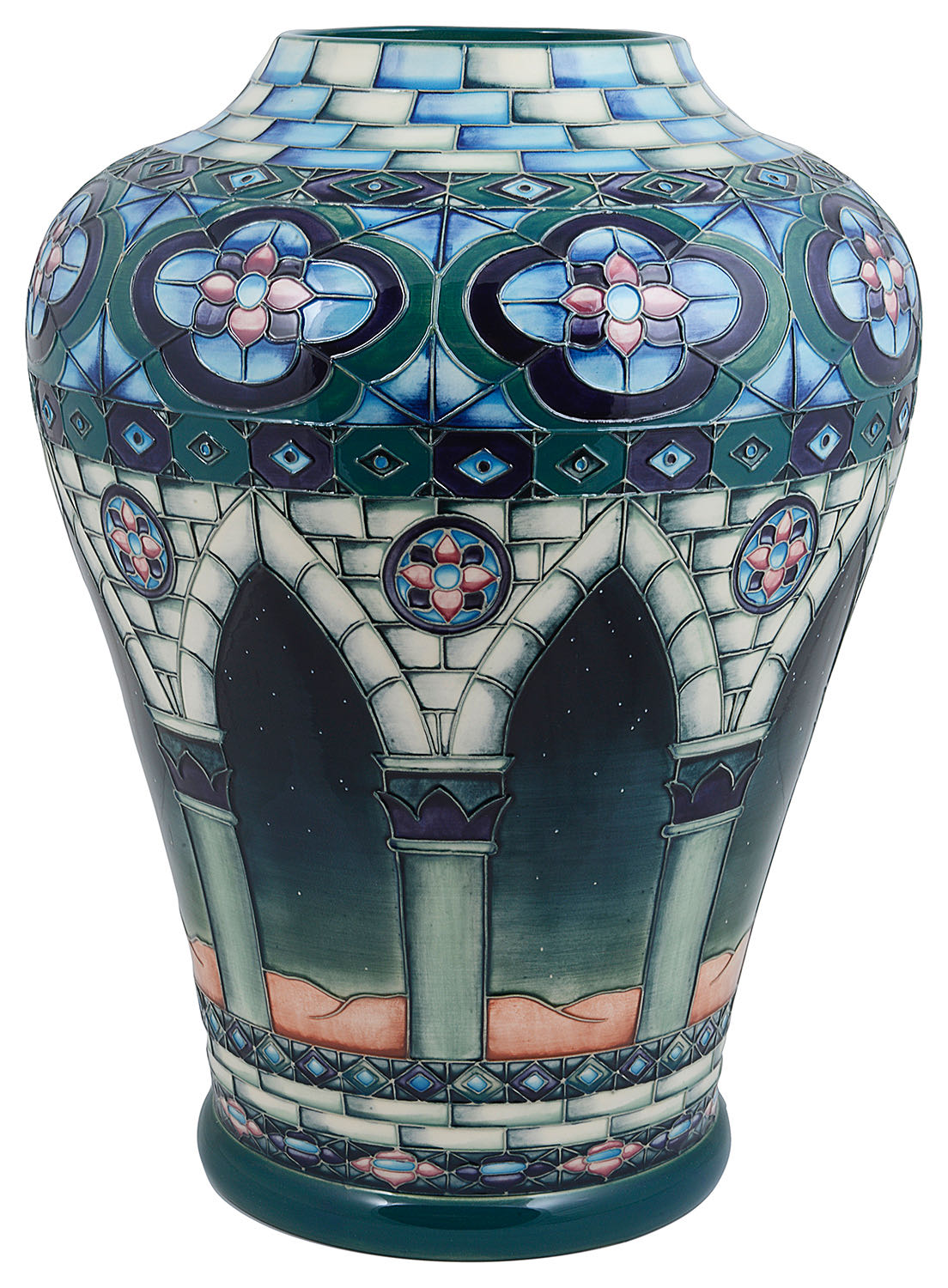 A large contemporary Moorcroft Meknes pattern vase designed by Beverley Wilkes