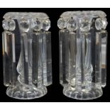 A pair of Victorian clear cut glass lustre vases