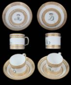 Four late 18th c. A.M. Leboeuf Paris porcelain coffee cans and saucers