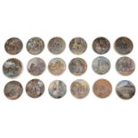 A large collection of 19th century Prattware and other pot lids