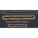 Four assorted gold chains