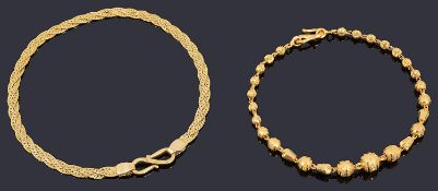 Two high carat gold bracelets