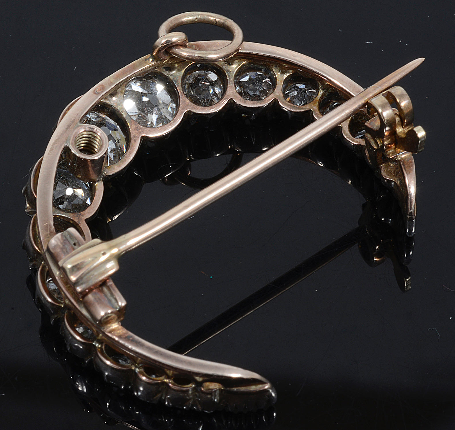 A late Victorian diamond set crescent brooch - Image 2 of 2