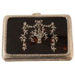 A 19th century tortoiseshell and silver inlay card case